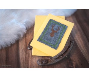 Stickdatei ITH - Postkarte Hirsch